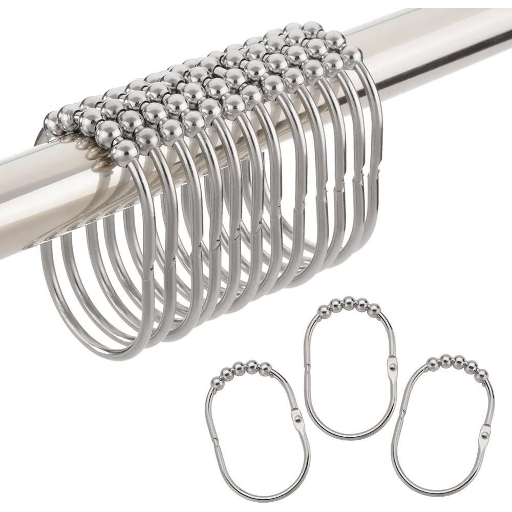 Amazer Shower Curtain Hooks Rings, Metal Wide Shower Curtain Rings Hooks for Bat